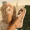 Mode Neue Damen Leichte Flip-Flops Mode Draußen Lässig Strand Hausschuhe Flacher Boden Einfarbig Sommer Imitation Stroh Hausschuhe