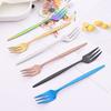 6Pcs Mini Fork Set For Fruit Cake Snack Stainless Steel Tea Fruit Fork Set Dessert Fork White Gold Small Salad Fork Dinnerware