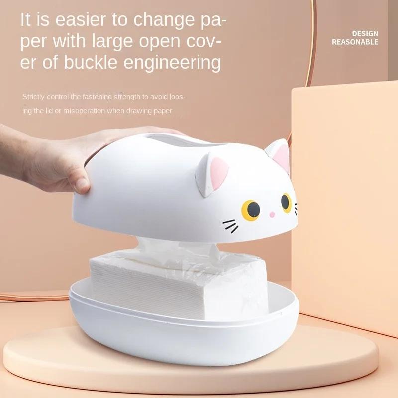 Kawaii Cat Tissue Box Kitchen Napkin Storage Box Wc Paper Container Desktop Toilet Paper Holder Nordic Style Home Decoration