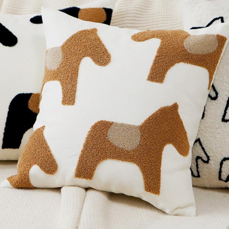 45x45cm 1pc adorable Home pillow cover small size decorate Nordic minimalist sofa throw pillowcase with horse Embroidered