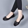 Single shoes women's early autumn new round head shallow mouth flats black sheepskin bow rhinestones