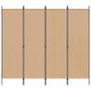 4 Panel Room Divider Beige 200 X 180 Cm Fabric