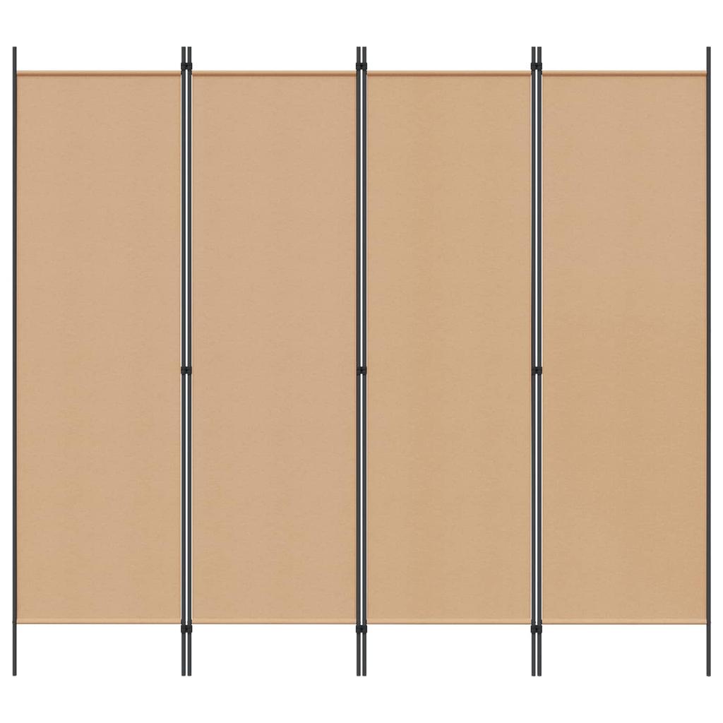 4 Panel Room Divider Beige 200 X 180 Cm Fabric
