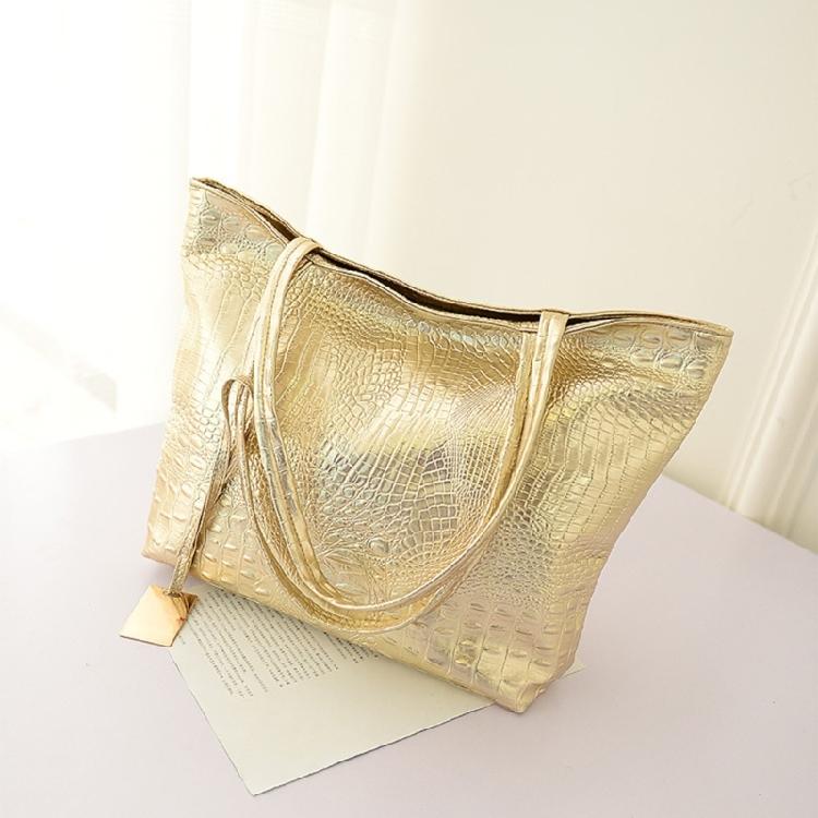 PU Leather Shoulder Bag Metallic Alligator Pattern Handbag for Easy Organization