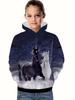 Sudadera con capucha de manga larga para niña con estampado de caballo en 3D, ropa cómoda para niños.
