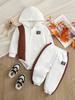 Baby Boy Hooded Zipper Romper with Long Pants - Autumn/Winter Casual Outfit (2-Piece Set)