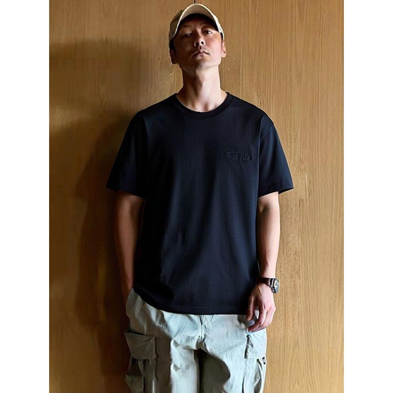 American vintage Cotton Fashion Brand Letter Embroidery Short sleeve T-shirt Men's Summer Bottoming Shirt Foreign Trade Men's Cotton T-shirt
