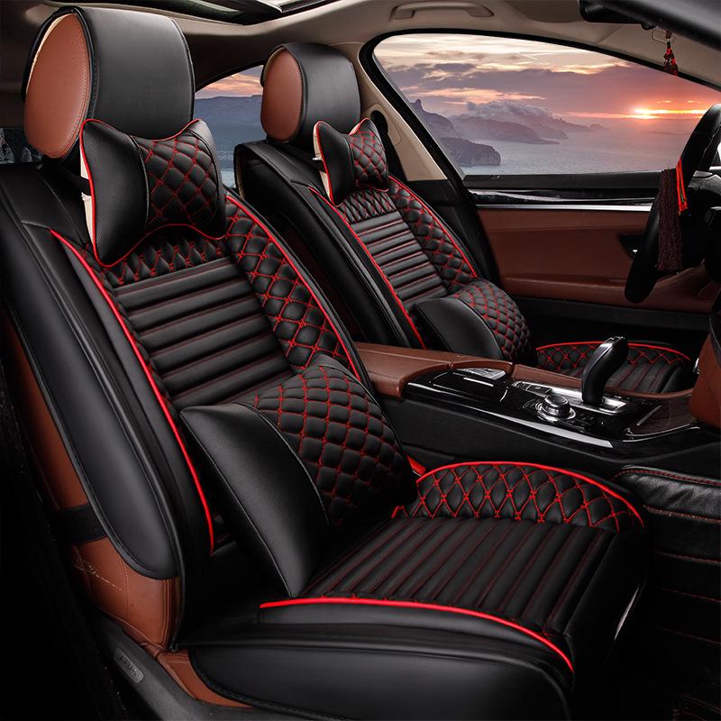 Universal Breathable Leather Car Seat Cover with Lumbar Support - Multi-Color Summer Cushion
