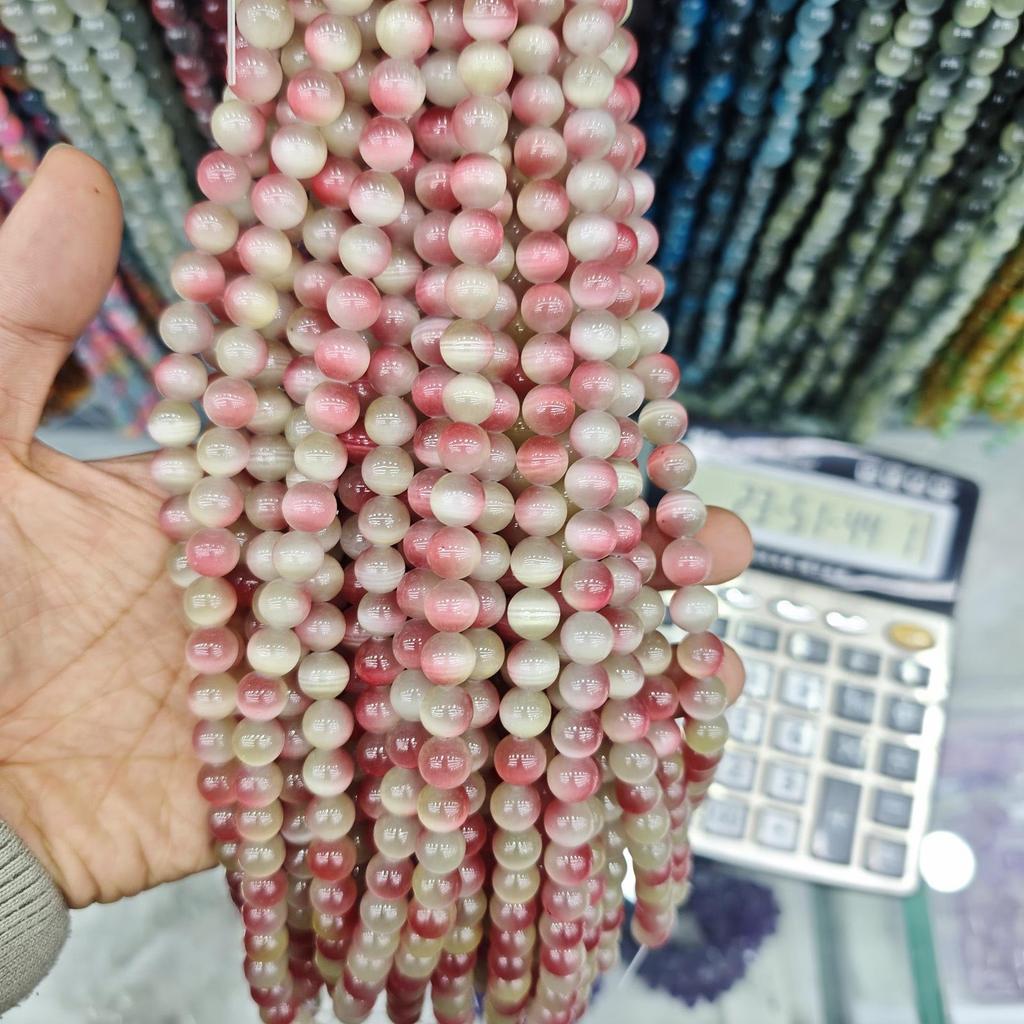 10mm Cat's Eye Stone Beads: Single, Double, Triple Color Options for DIY Jewelry Accessories.