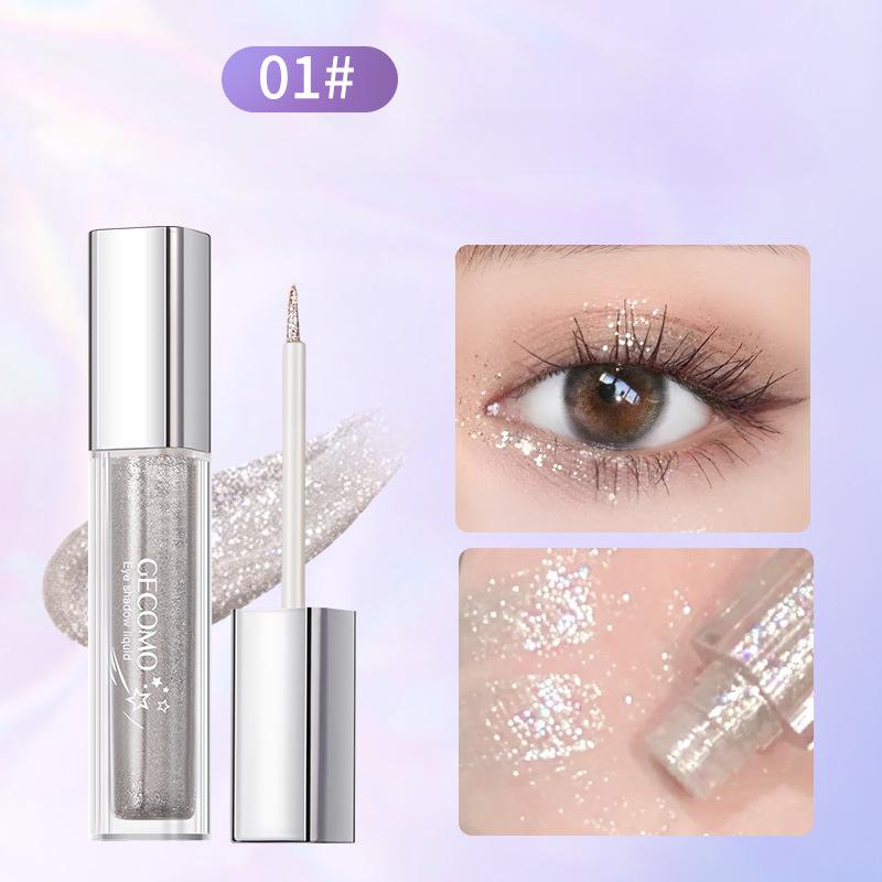 Ombre à paupières colorée en streaming, flocons scintillants nacrés pour éclaircir la lumière, maquillage d'ombre à paupières liquide de ver à soie