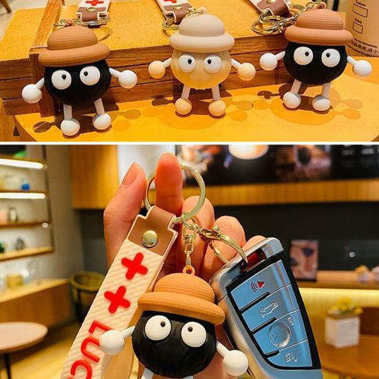 Silicone Cartoon Ball Keychain Wristlet Car Key Ring Pendant Backpack Bag Purse Charm Accessory