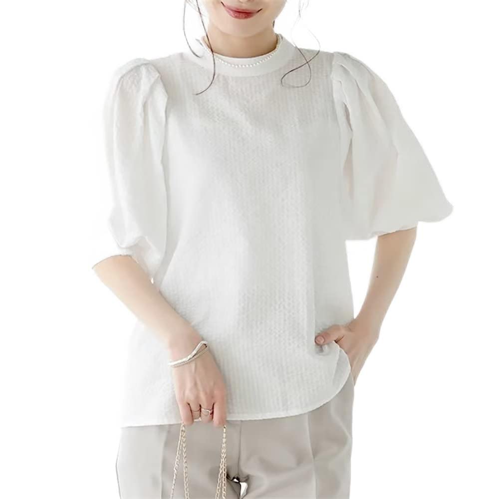 

Блузка женская с пышными рукавами-фонариками, летняя, повседневная [YoniStar], Рукава, Рукава, Блузка, Женская, Рукава, Фонарик, Пышные, Футболка, Рубашка, Полоска, белый