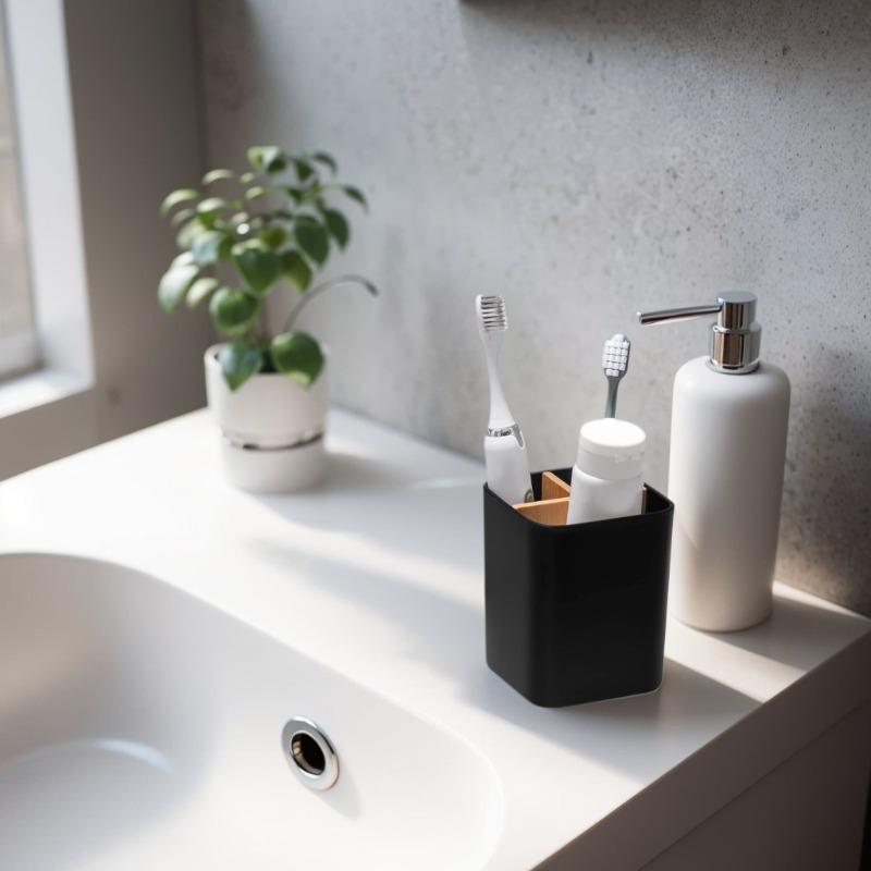 Bamboo Toothbrush Holder for Bathrooms 3 Slots Toothbrush and Toothpaste Holder Bathroom Counter Organizer