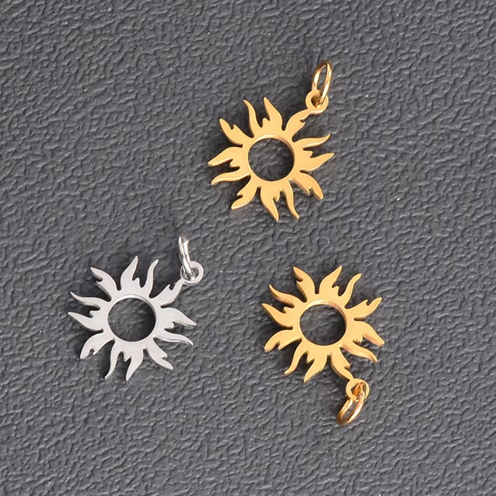 10Pcs/Lot Stainless Steel Sun Charm Wholesale DIY Jewelry Making Charm Jewellery Making Charms Tarnished Steel Pendant
