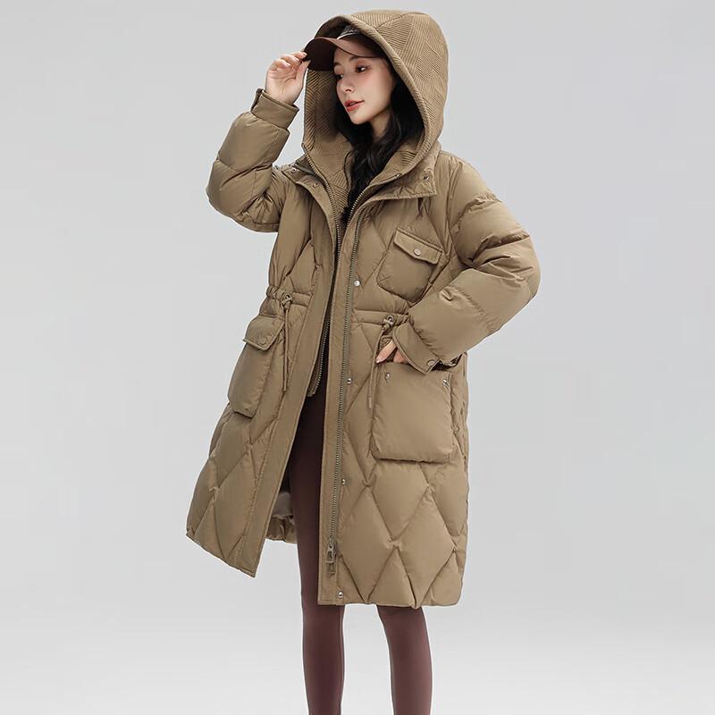 

Женский пуховик средней длины с капюшоном Yaya, имитирующий двухпредметный S