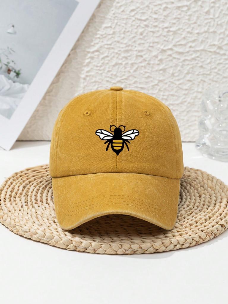 Bee printed baseball caps for men and women, suitable for daily leisure, fashionable and versatile outdoor sun protection hats