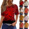 Women's Fashionable Casual Short Sleeve Halloween Print Round Neck Pullover Top
