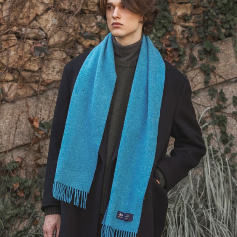 ABRAHAM MOON Merino Wolle Schal 25cm - Ozeanblau