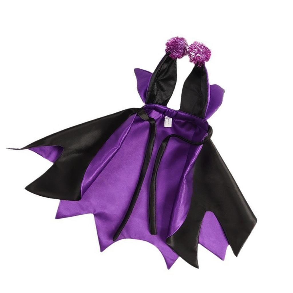 Halloween Dog Costume Cloak Devil Horn Hat Breathable Pet Cosplay Cape Dog Party Roleplay Accessory Pet Festival Costume