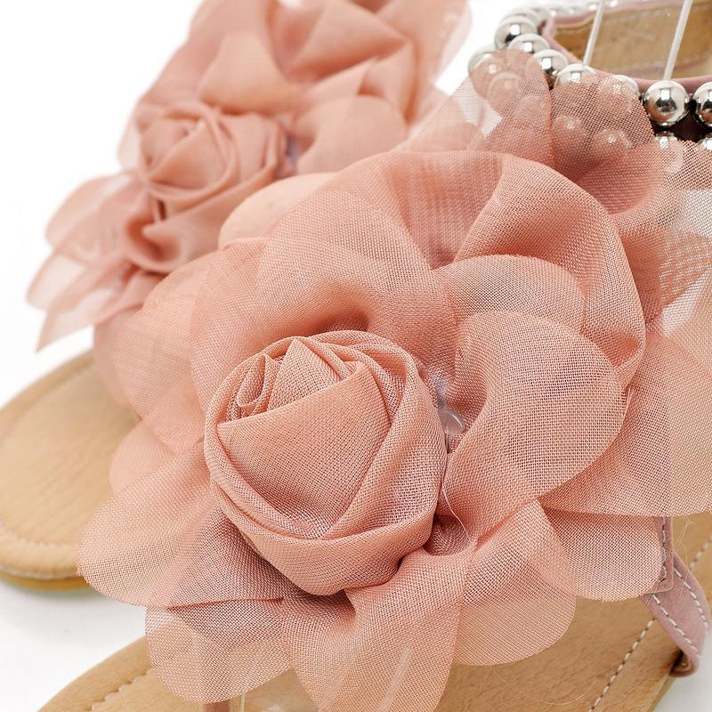 Bohemian Sandals Three-dimensional Flower Vacation Shoes Large Size Sandals-4 Mezzanine Flat Sandals Women