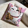 Lucky Cat Cushion Cover Soft Decorative Pillow Case Suitable for Bedroom Sofa Car Travel Use