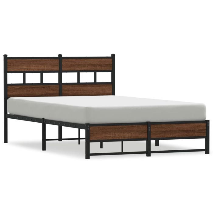 VidaXL Cadre de lit en métal sans matelas chêne marron 120x200 cm, lit double, meuble de chambre à coucher, lit d'invité, 4017324