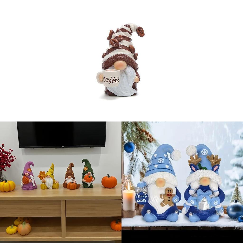 Set di Figure in Resina di Gnomi di Natale per Coppie Decorazione per la Casa Regalo per le Celebrazioni delle Feste