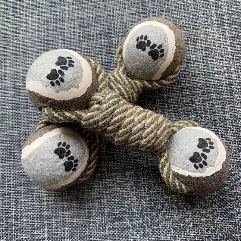 Pet Dog Bite Resistant Braided Rope Knot Dumbbell Teeth Grinding Toy For Medium Large Dogs