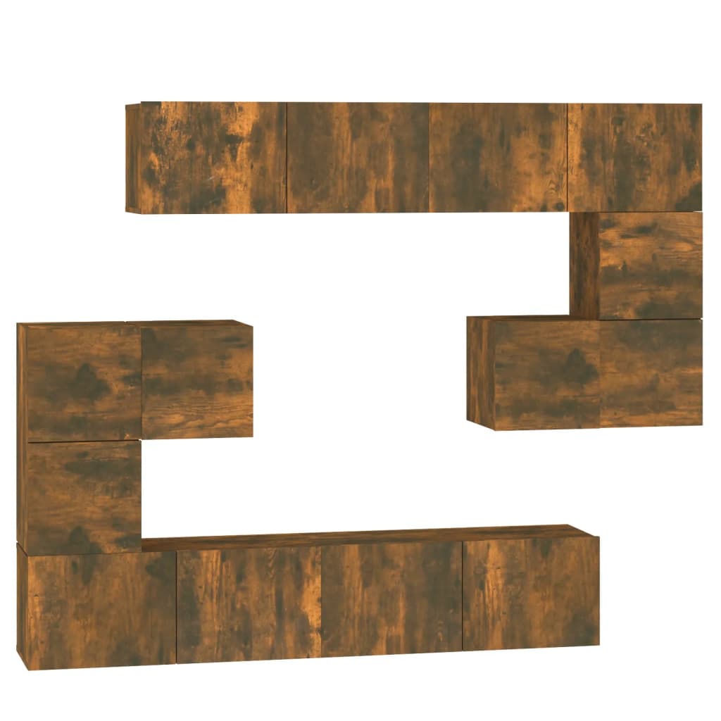 Wall Mounted TV Cabinet Smoked Oak Finish Engineered Wood