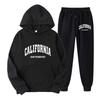 Unisex Oversized Hoodie Jogger Set Men Women Casual Sportswear Cotton Blend Warm Fleece Lined