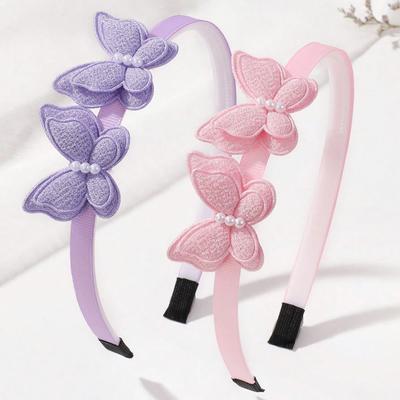 2 Adet Zarif Kelebek Saç Bandı Simüle İnci Çocuk Saç Çemberi Günlük Saç Toplama Sevimli Kız Aksesuarları Hediye