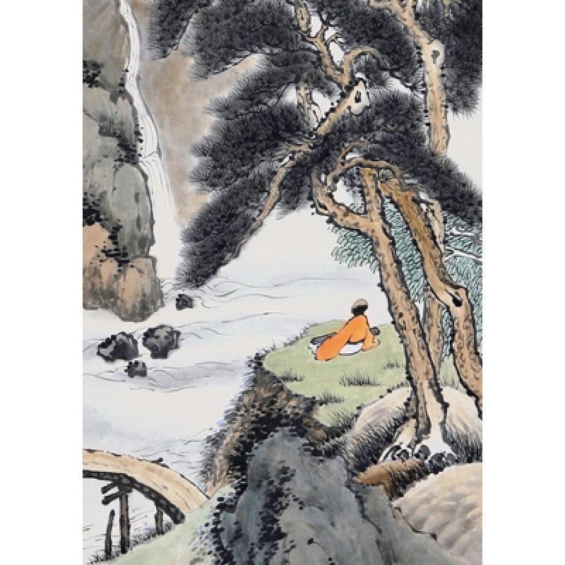 Chinese Landscape Art Poster with Free Shipping - Decorative Kraft Paper Framed Wall Painting