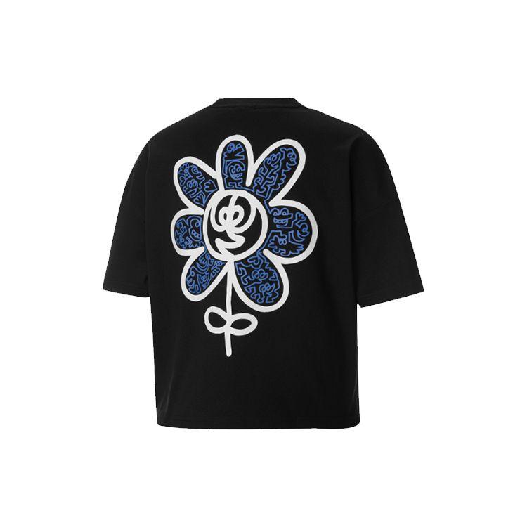 Puma X Mr Doodle Loose Tee With Large Graffiti Logo Short Sleeve Women Tops Black 530659-01