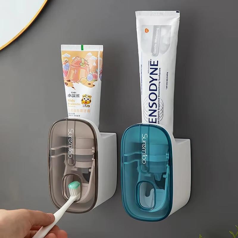 Wall Mounted Toothbrush Holder With Automatic Toothpaste Dispenser Toothpaste Squeezer Simplify Morning