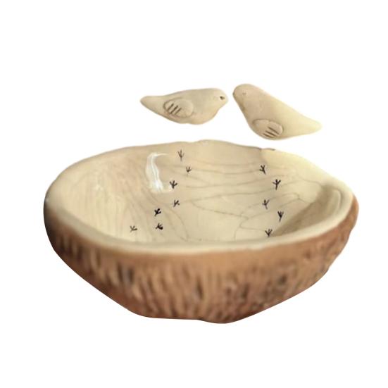 

Outdoor Bird Bath Resin Birdbath Bowl with Bird Ornament Outside Garden Yard Patio Bird Watering Feeding Bowl C