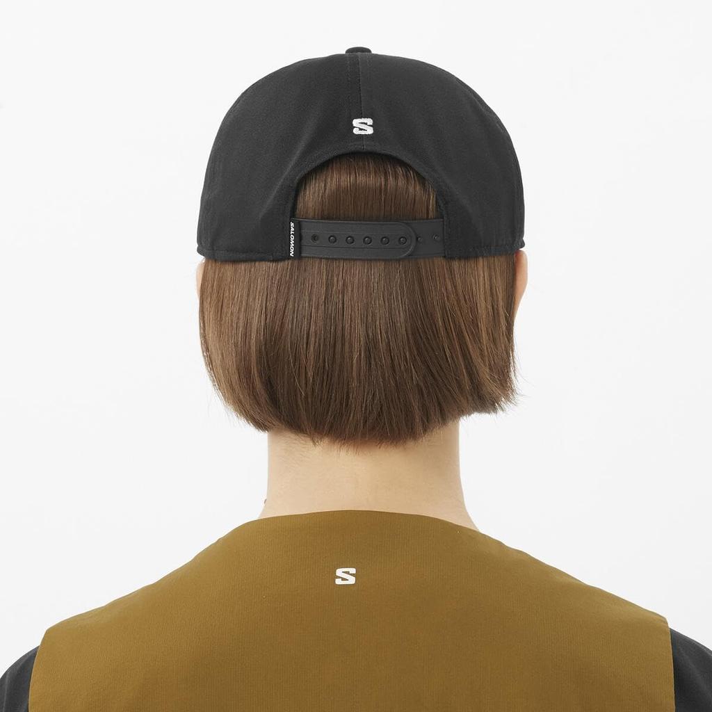 Salomon LOGO FLAT CAP (Logo Flat Cap) Unisex Outdoor Cap LC2682900 S/M Size Deep Black