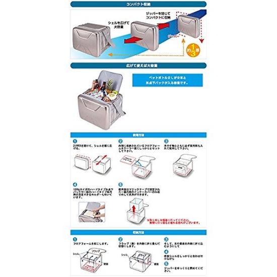 LOGOS Hyper Cooler XL Size Foldable Cooler Ideal for Disaster Preparedness Sub-Zero Bag, (81670090), Silver, Box,