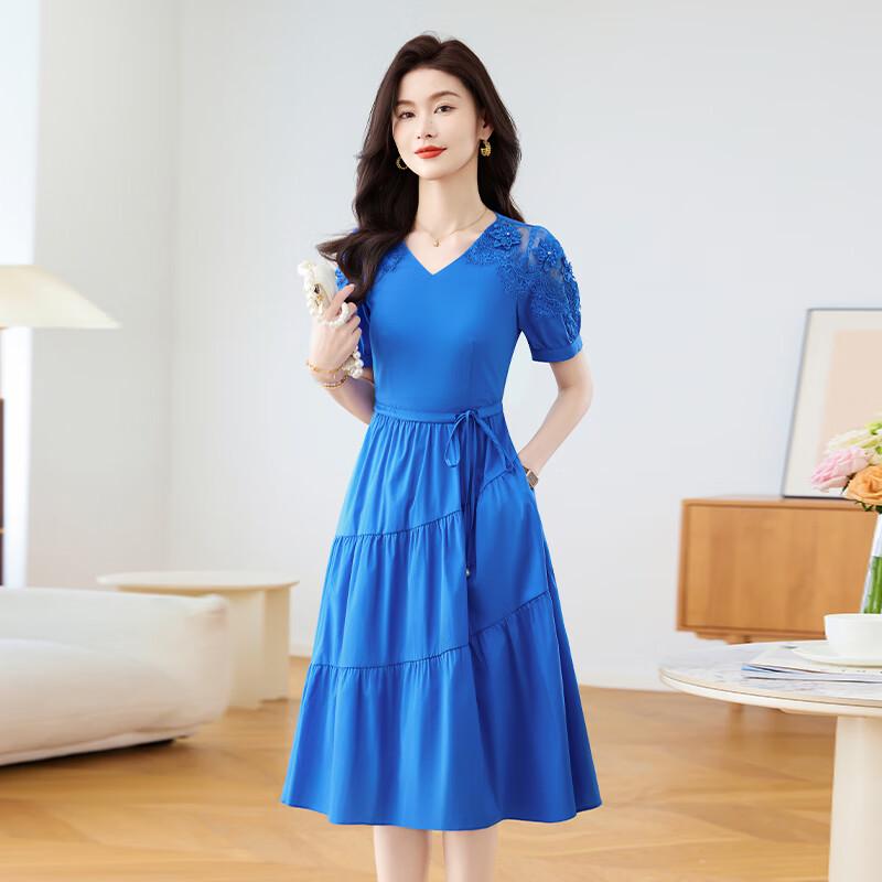 Kobel Klein Blue Age-Reducing A-Line Summer Dress 3XL