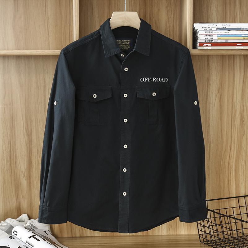 Men's Spring Japanese Retro Work Shirt Men's Loose Casual Long-Sleeved Shirt Trendy Loose Jacket Men's Clothing