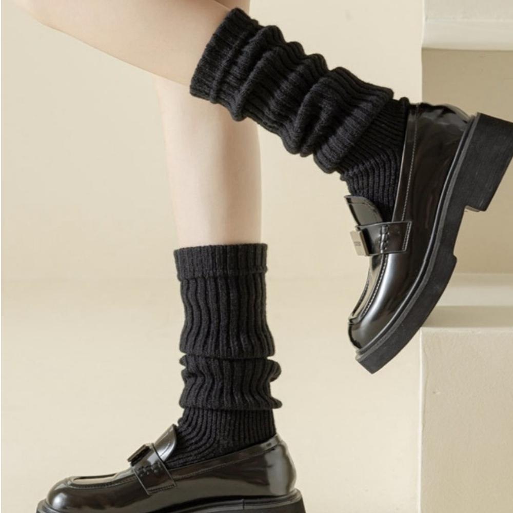 Winter Knit Leg Warmers – Thick Ribbed Design,6COLOR From Korea