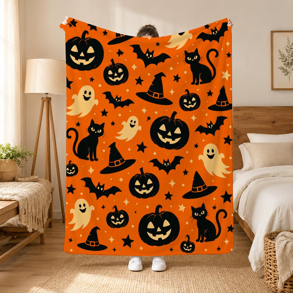 Cozy Halloween Throw 240G Flannel Blanket, Suitable For Sofas, Beds, Offices, Exquisite Gift Blankets
