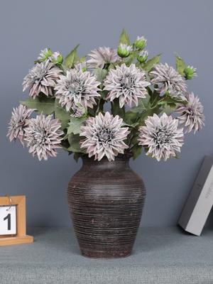 5Pcs Artificial Dahlia Flowers 2 Heads Artificial Dahlia Branch Silk Flores Simulation Dahlia Flowers for Home Desk Flowerpot Wedding Decor Flowers