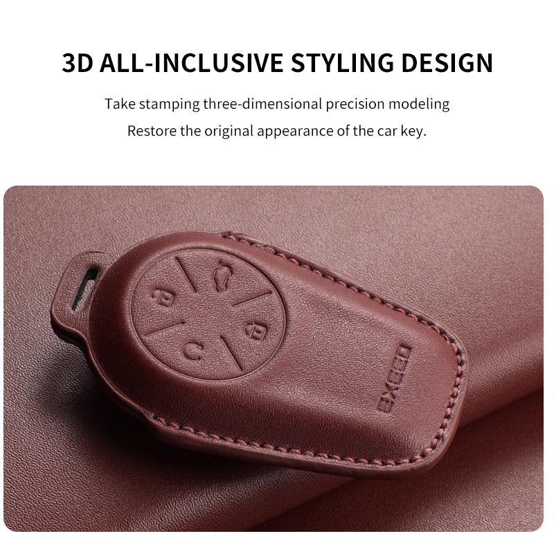 Leather Car Key Case Cover Fob For Chery Exeed Lx Txl Atlantix Et Es Vx Fl Rx Cdm Phev Car Remote Keychain Case Shell Accessorie