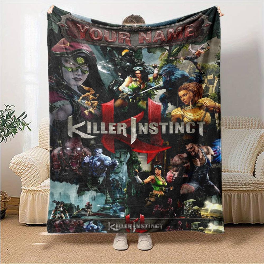 Name Custom KILLER INSTINCT Print Flannel Blanket High Quality Warm Comfortable Cover for All Seasons Perfect for Gifts Home Decor
