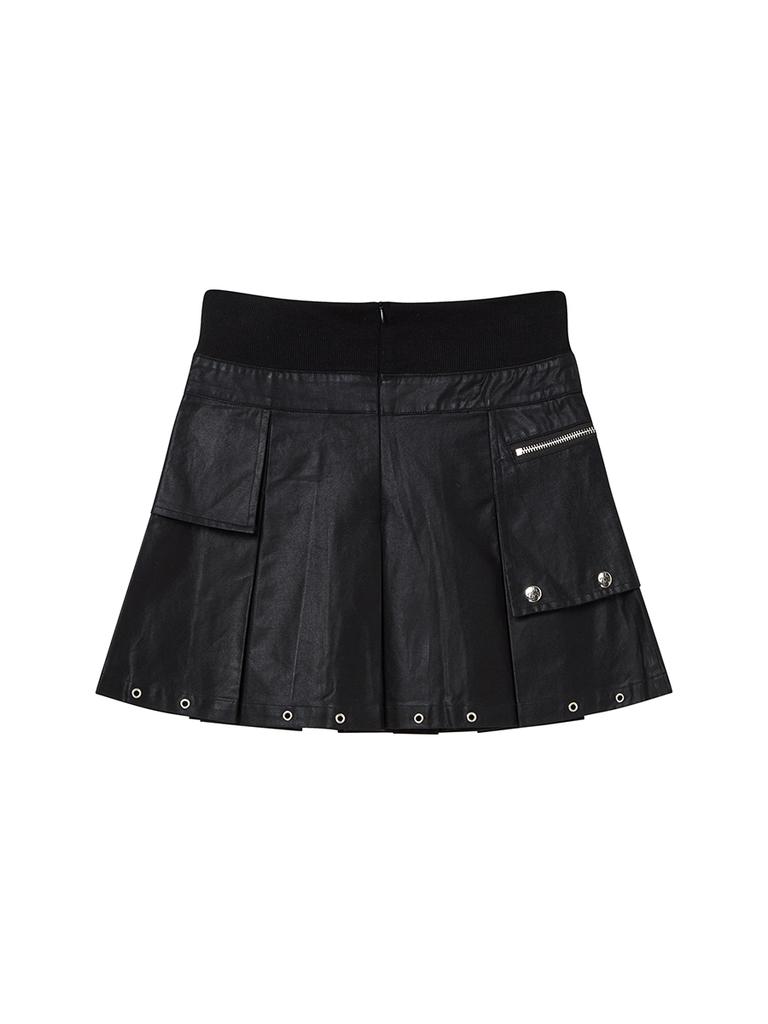 NYXX Layered Faux Leather Skirt Black