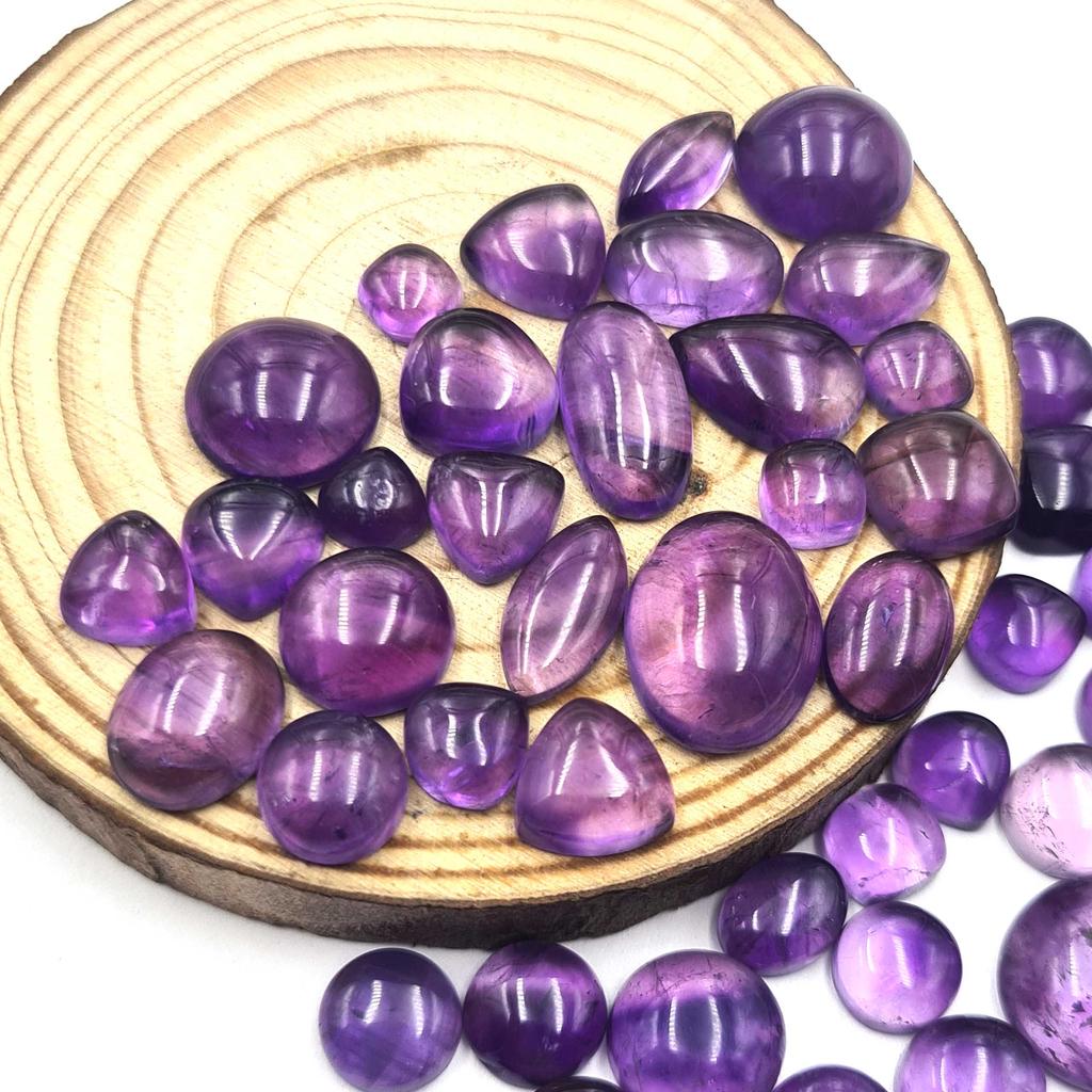 Natural Amethyst Mix Shape Cabochon Loose Gemstone Lot 20-25 Pcs 100 CT For Jewelry Making
