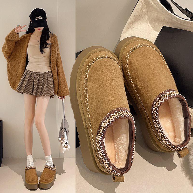 Mao Mao Slippers One-pedal Thickened Snow Boots Women's New Ethnic Style Winter Velvet Thick-soled Classic 2025 Cotton Shoes