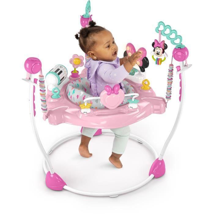 Disney baby - minnie - tapete de atividades para bebê com múltiplos brinquedos, assento saltitante evolutivo, giratório 360°, presente para bebê