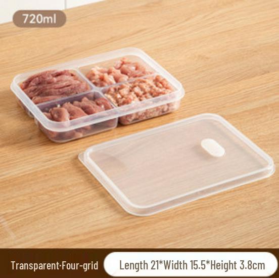 

Kitchen Divided Food Storage Box with Lid - Food Grade Plastic & Silicone Fresh-Keeping Container for Fruits & Vegetables