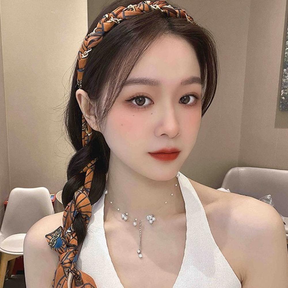 Adjustable Bow Silk Scarf Headband Floral Print Hair Hoop Ribbon Hairband Boho Hair Accessory